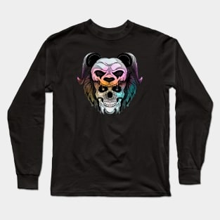 Scary Gothic Panda Skull Long Sleeve T-Shirt